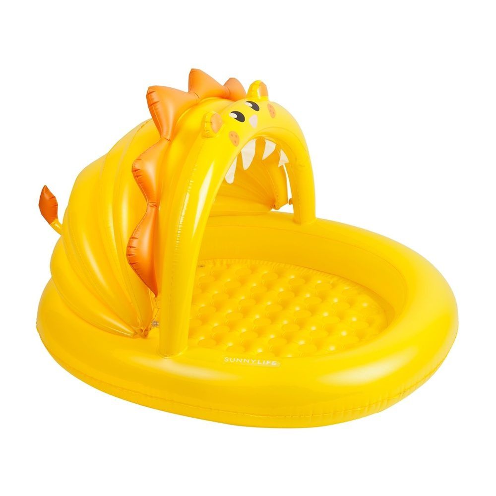 澳洲 Sunnylife - 兩用兒童充氣游泳池/浮床-遮陽款-獅子