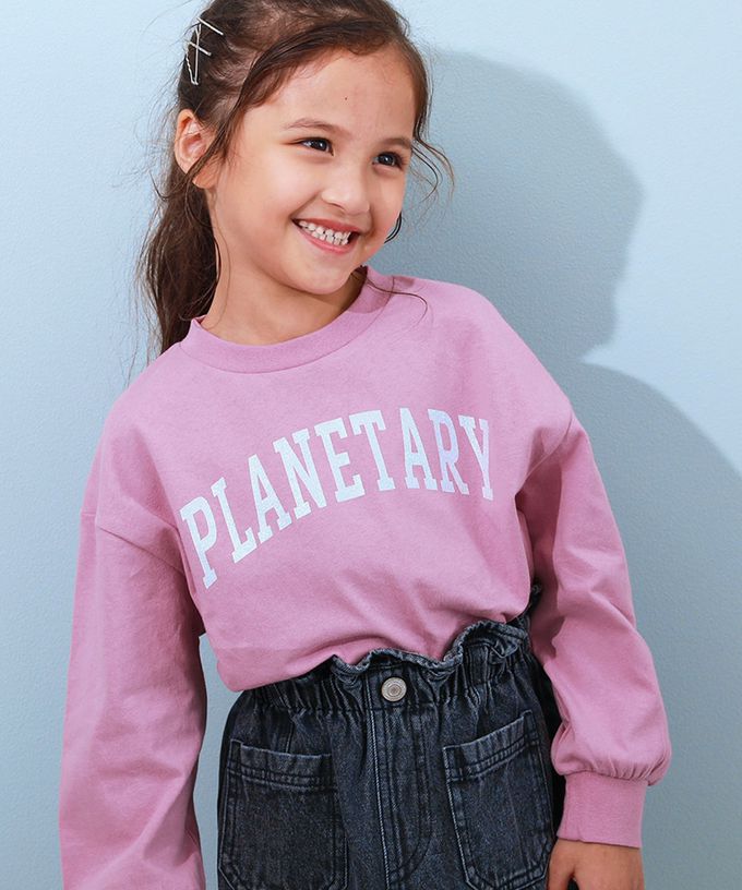 日本 devirock - 100%棉 女孩印花短版上衣-背後LOGO標語-薄荷綠