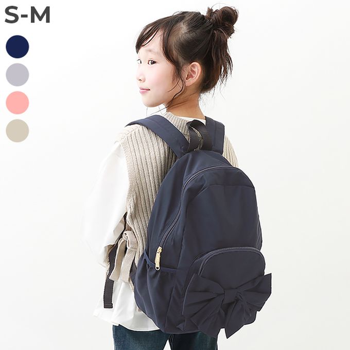 日本 devirock - 可愛蝴蝶結方便收納背包-海軍藍