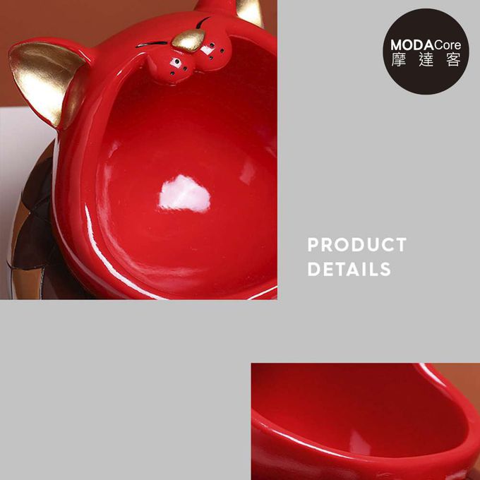 MODACore 摩達客 - 摩達客◉春節開運招財◉沙發大嘴紅色招財貓手機架擺飾_聚寶盆糖果收納好物-藍色