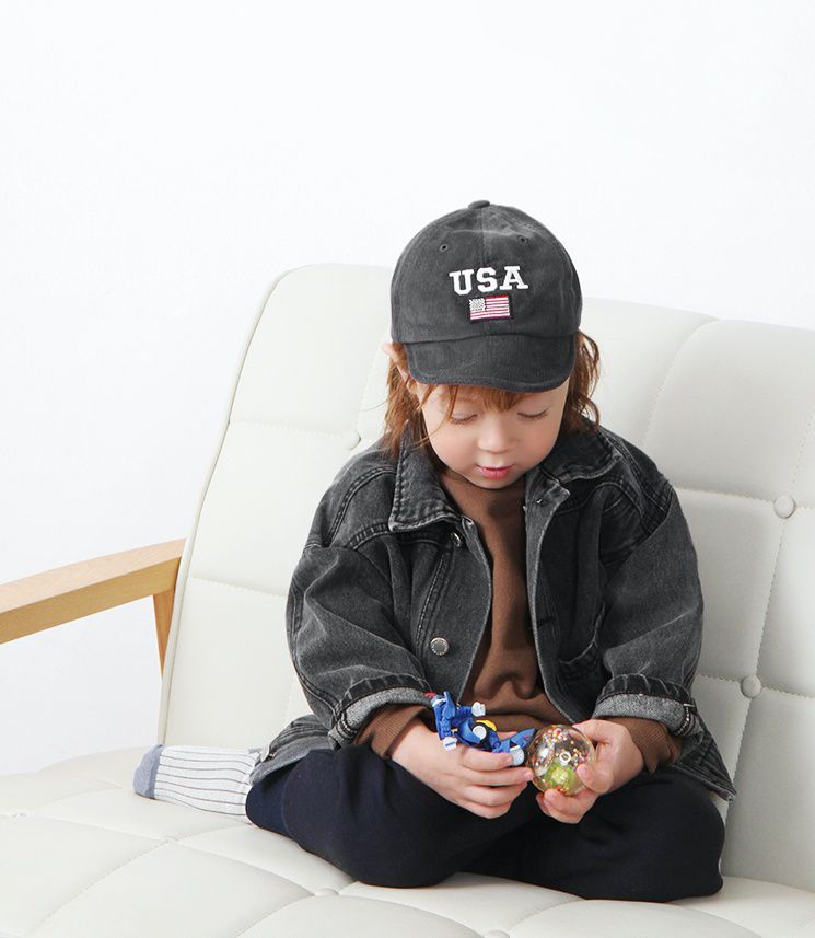 韓國 Babyblee - USA燈芯絨棒球帽-紅 (FREE)