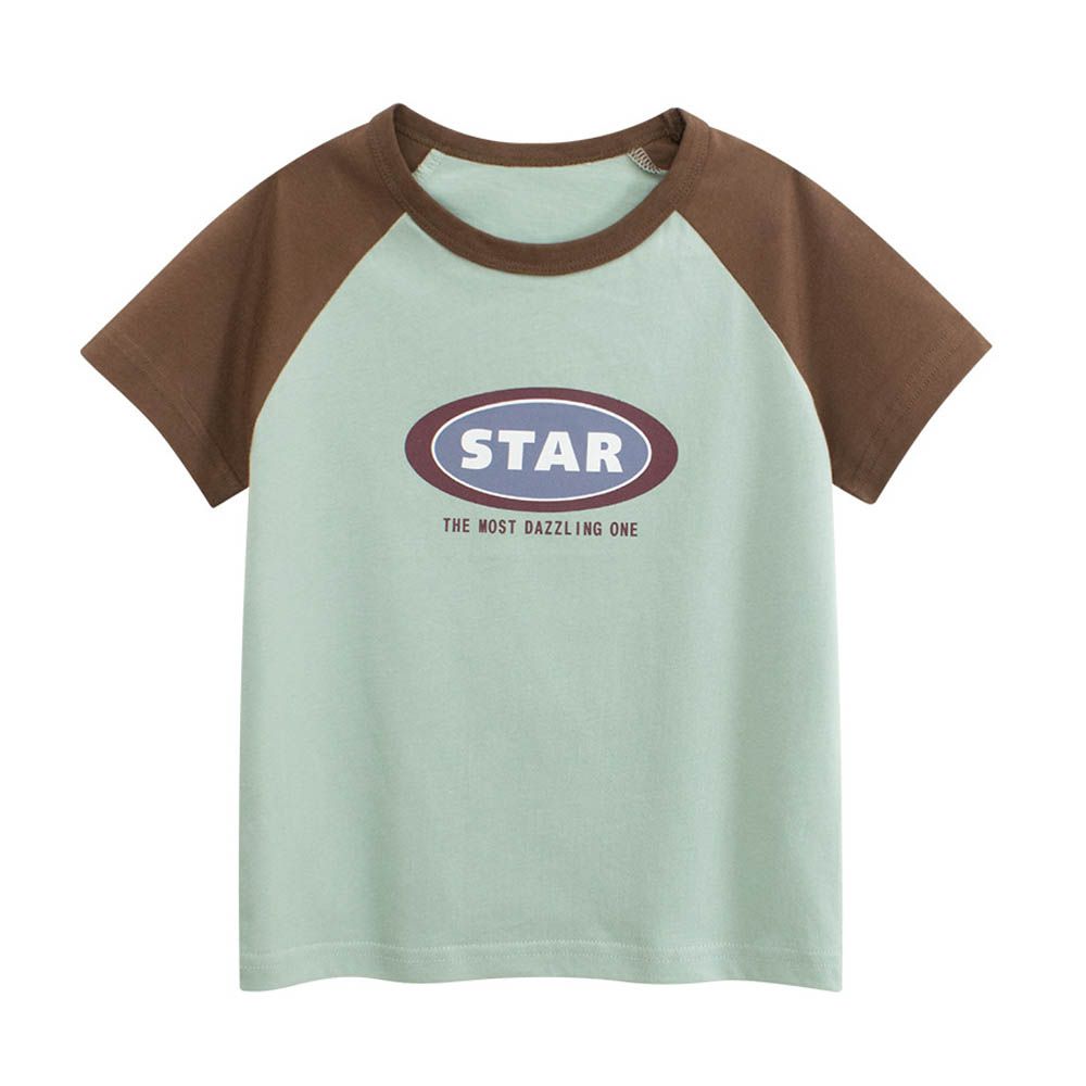 純棉短袖上衣-STAR-綠/咖啡