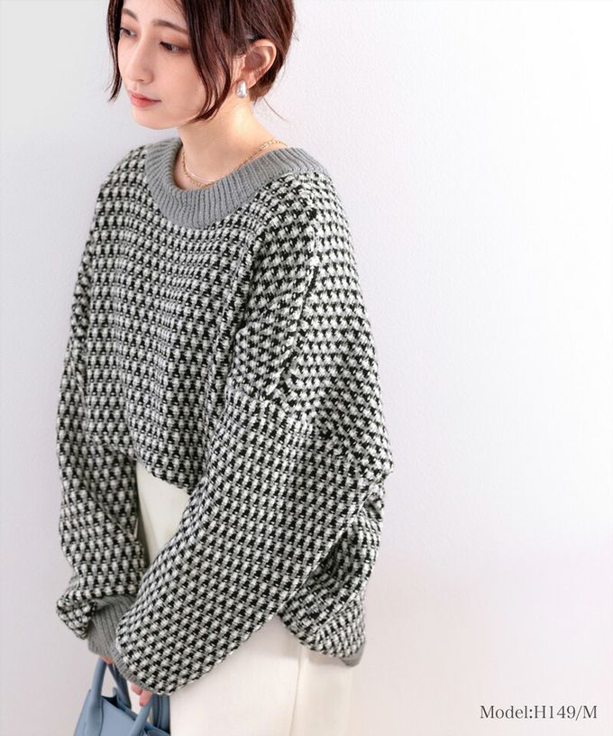 日本 Classical Elf - 復古緹花前後2Way滾邊針織上衣-深藍橘