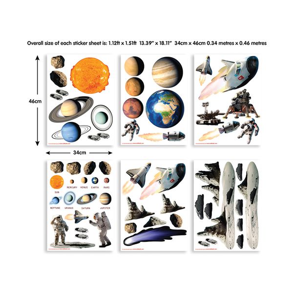 英國 Walltastic - 實境壁貼-太空世界-55張貼紙
