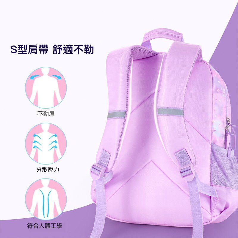 大容量透氣輕量減壓書包-卡通人物蘇菲亞-紫色 (建議120~140cm)-29x18x41cm