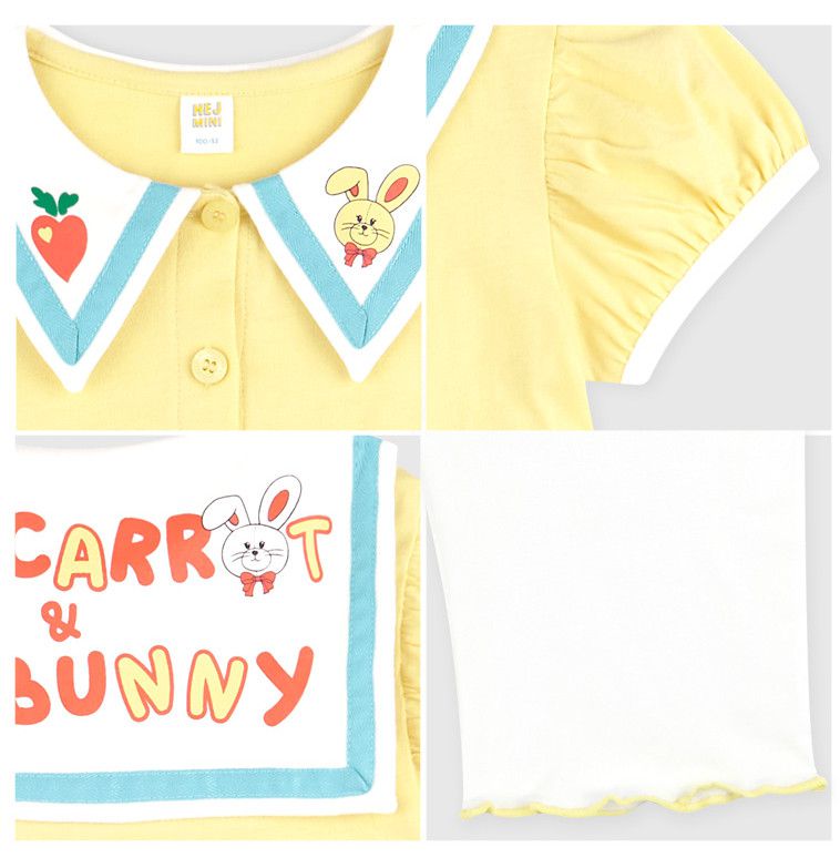 韓國 HEJMINI - BUNNY兔翻領鈕扣套裝-黃