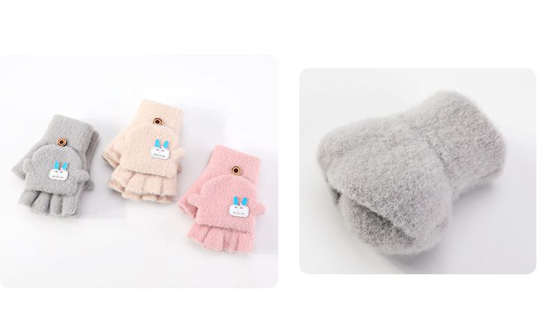 兒童毛絨絨翻蓋手套-鹿寶寶-米白色 (建議6-10歲)