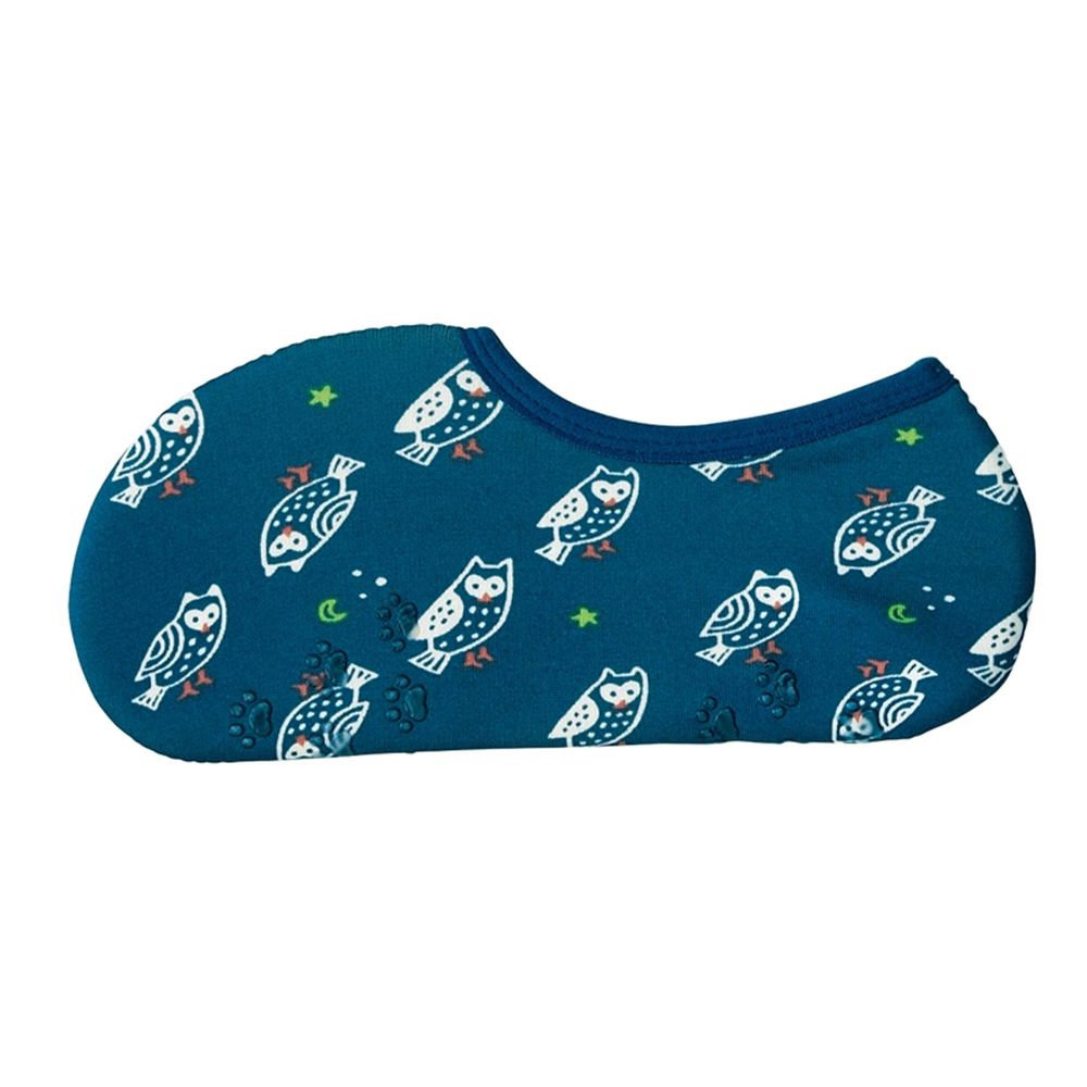 日本丸和 - 雙層機能裏起毛防滑室內襪-貓頭鷹-藍綠 (21-25cm)-船型