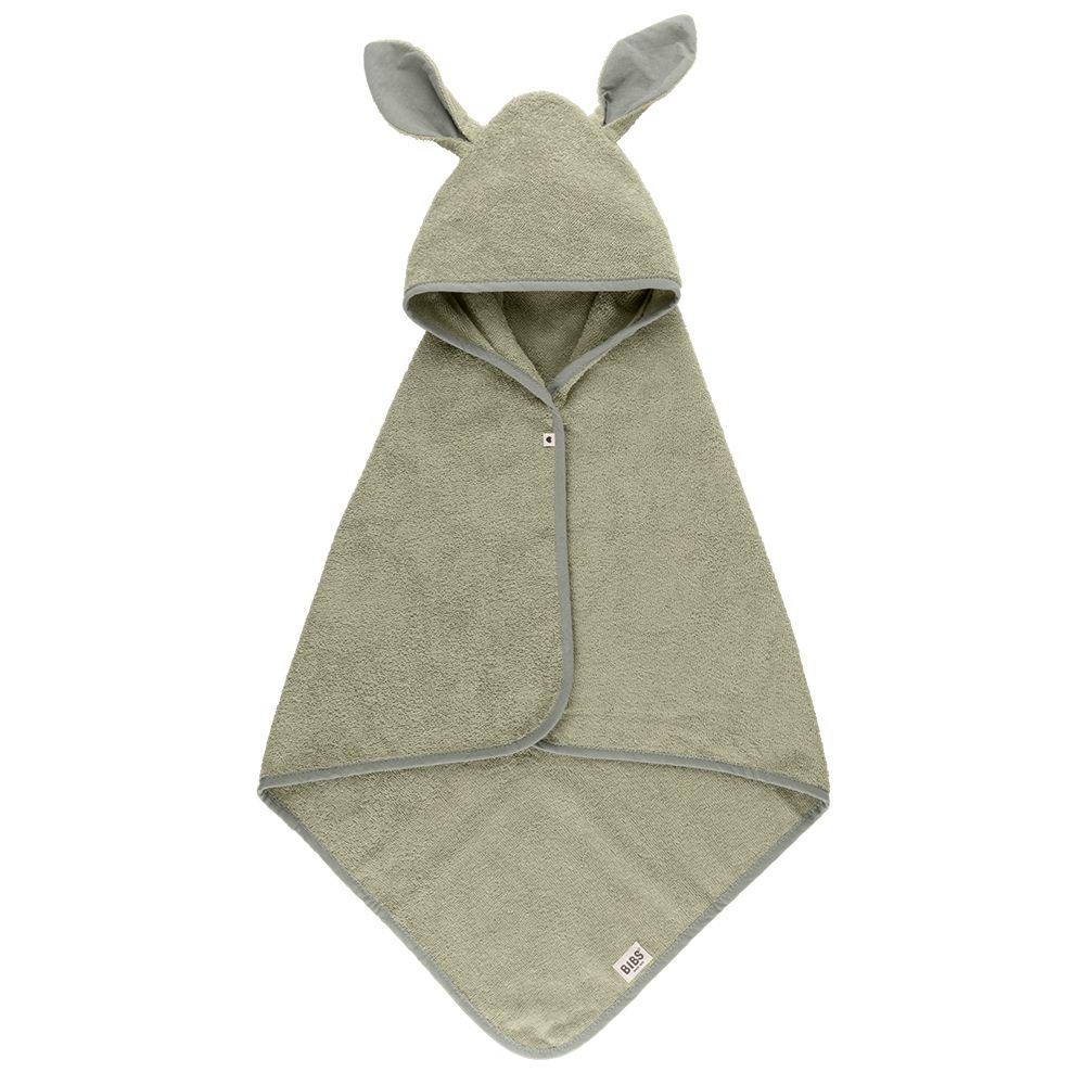 丹麥BIBS - Hoodie Towel Kangaroo 袋鼠連帽浴巾-灰綠-單入