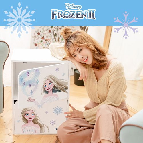 迪士尼 Disney【冰雪奇緣艾莎】雙層收納櫃 雙層二門櫃雙層櫃 收納櫃 木櫃 書櫃