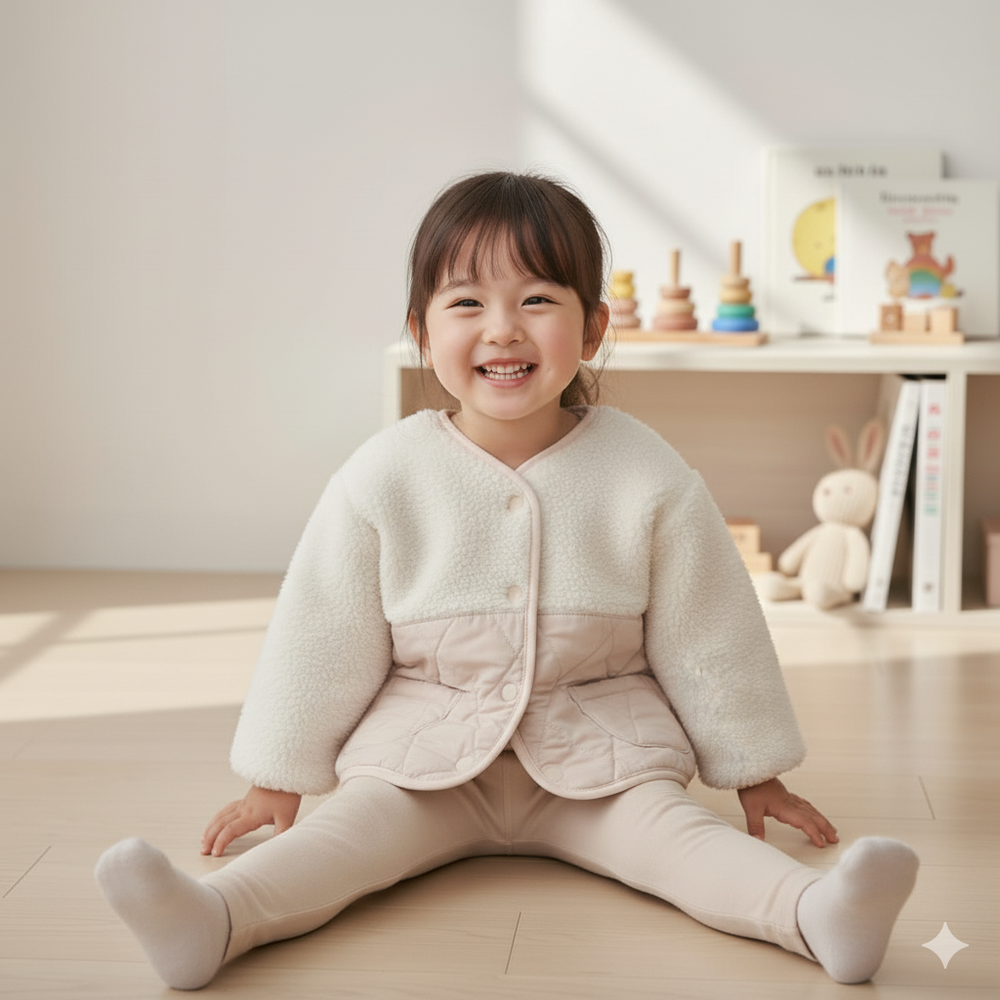 夾克-刷毛拼接-淺卡其色