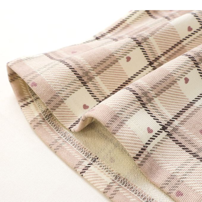 日本 ZOOLAND - 甜蜜愛心假二件格紋長袖上衣-格紋-粉紅