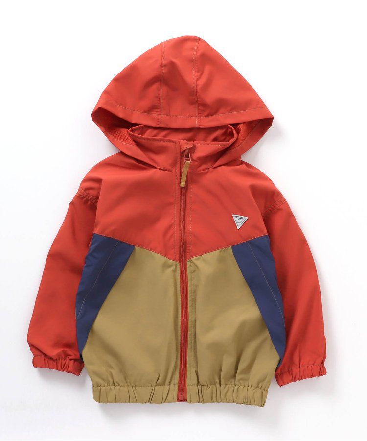 日本 BREEZE - 防潑水繽紛撞色連帽休閒外套-土耳其藍x棕