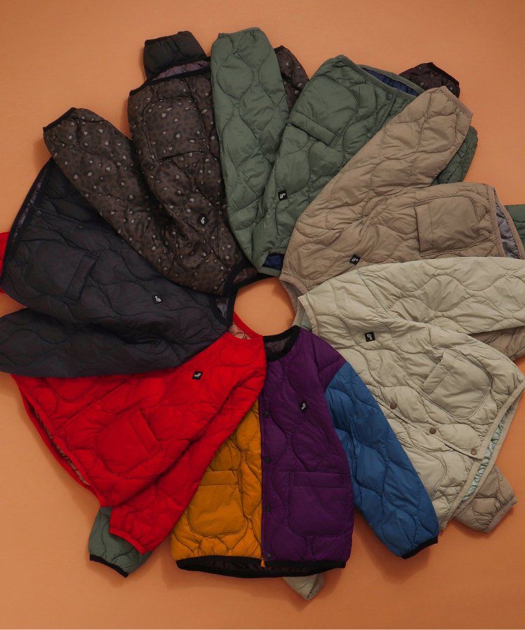 日本 BREEZE - 圓領好搭絎縫鋪棉外套(可機洗)-紅