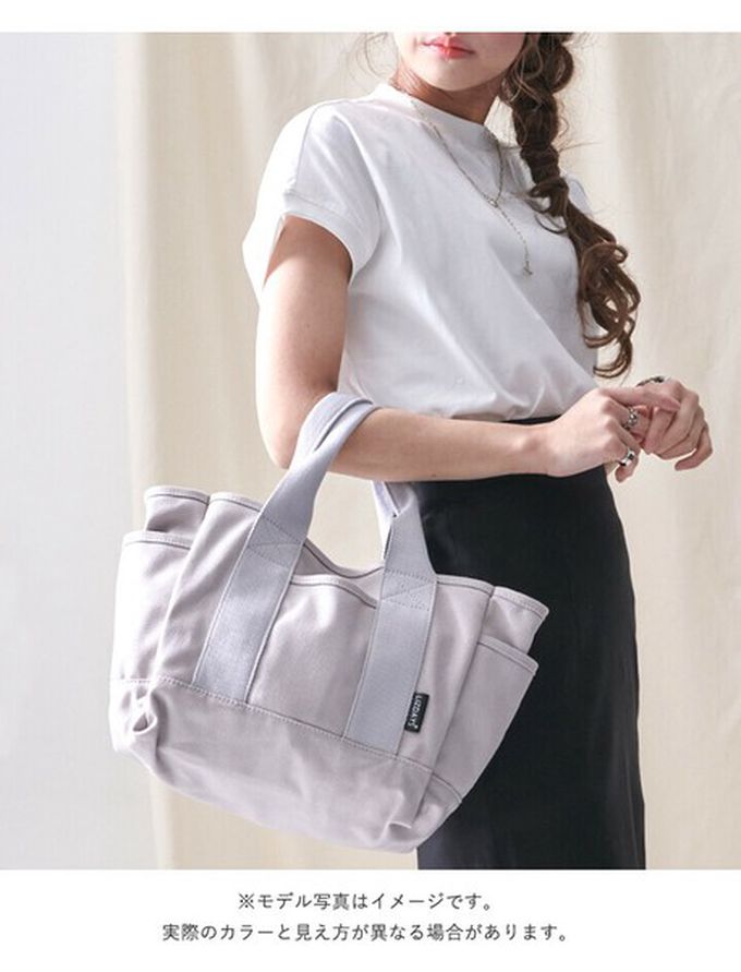 日本 LIZDAYS - 多格層帆布2way肩背/手提包-黑 (29x24x14cm)