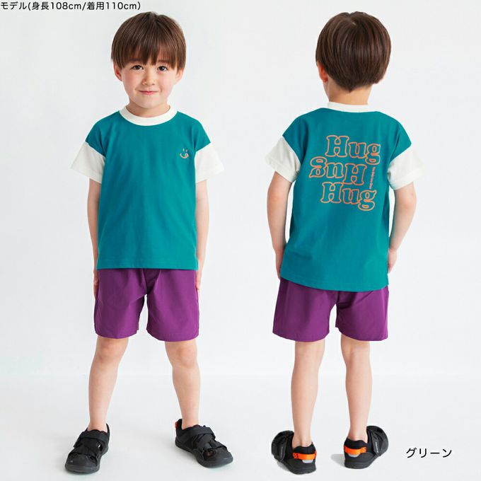 日本 BRANSHES - 潮流感英文logo短袖上衣-紫