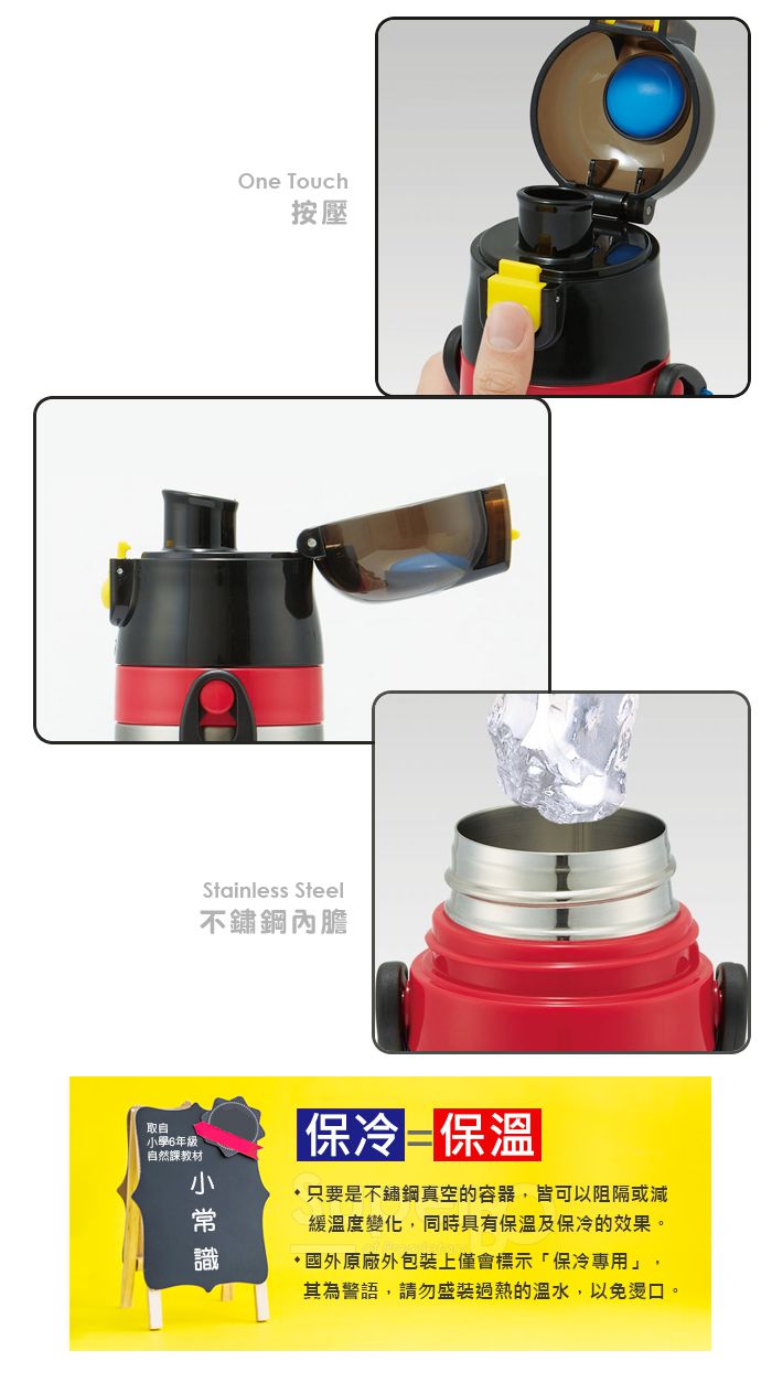 日本 SKATER - 兒童不鏽鋼直飲保溫水壺(470ml)-閃電麥坤-活塞盃