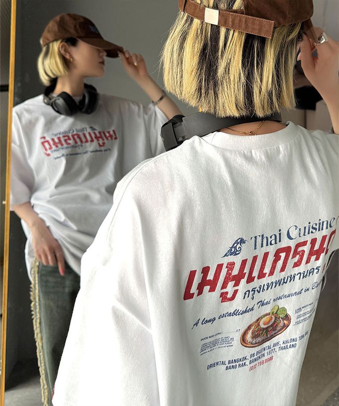 日本 Classical Elf - Java 純棉泰國風印花寬鬆短袖T恤-白