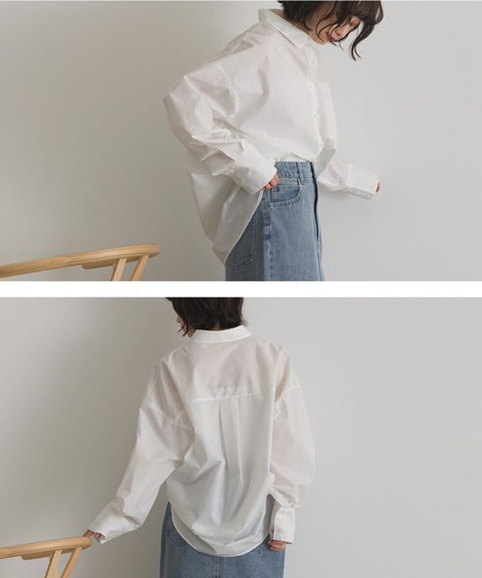 日本 ELENCARE DUE - 男友風寬鬆率性感長袖襯衫-粉紅直條紋