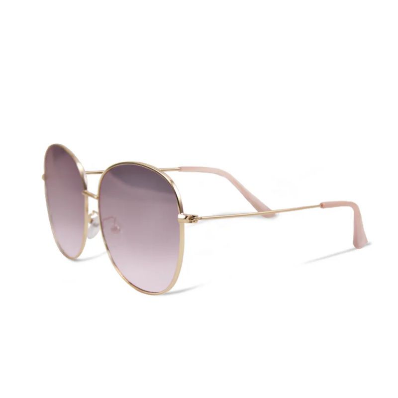 ALEGANT - 韓流復古典雅金邊初戀粉水銀漸層女神款墨鏡│UV400太陽眼鏡