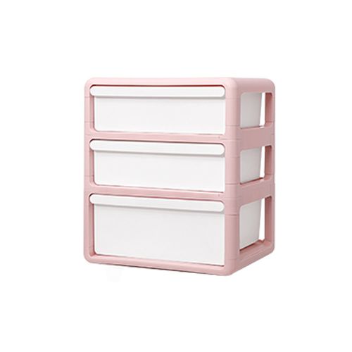 PICKup - 三層內衣/襪子分格抽屜收納櫃(2低1高抽)-DIY-粉紅