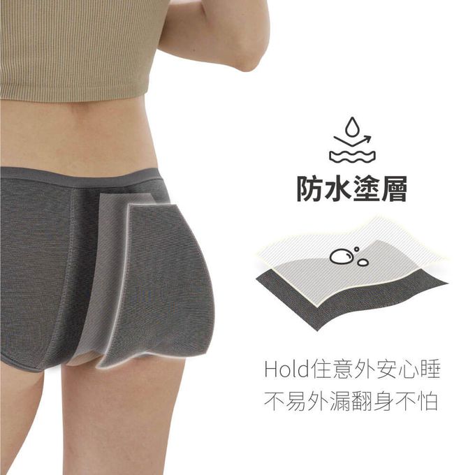 貝柔 Peilou - 竹炭透氣中腰生理褲-灰色
