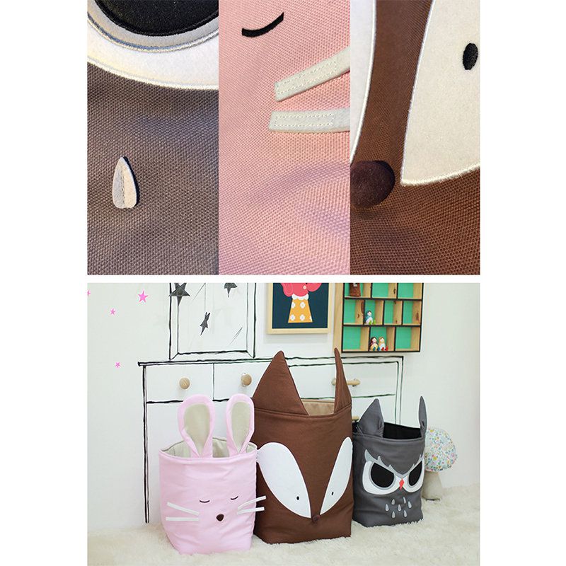 正韓Hello HiZoo - 純手工製動物造型多功能收納籃 (摺疊收納箱/收納桶/置物籃/收納箱)-兔子