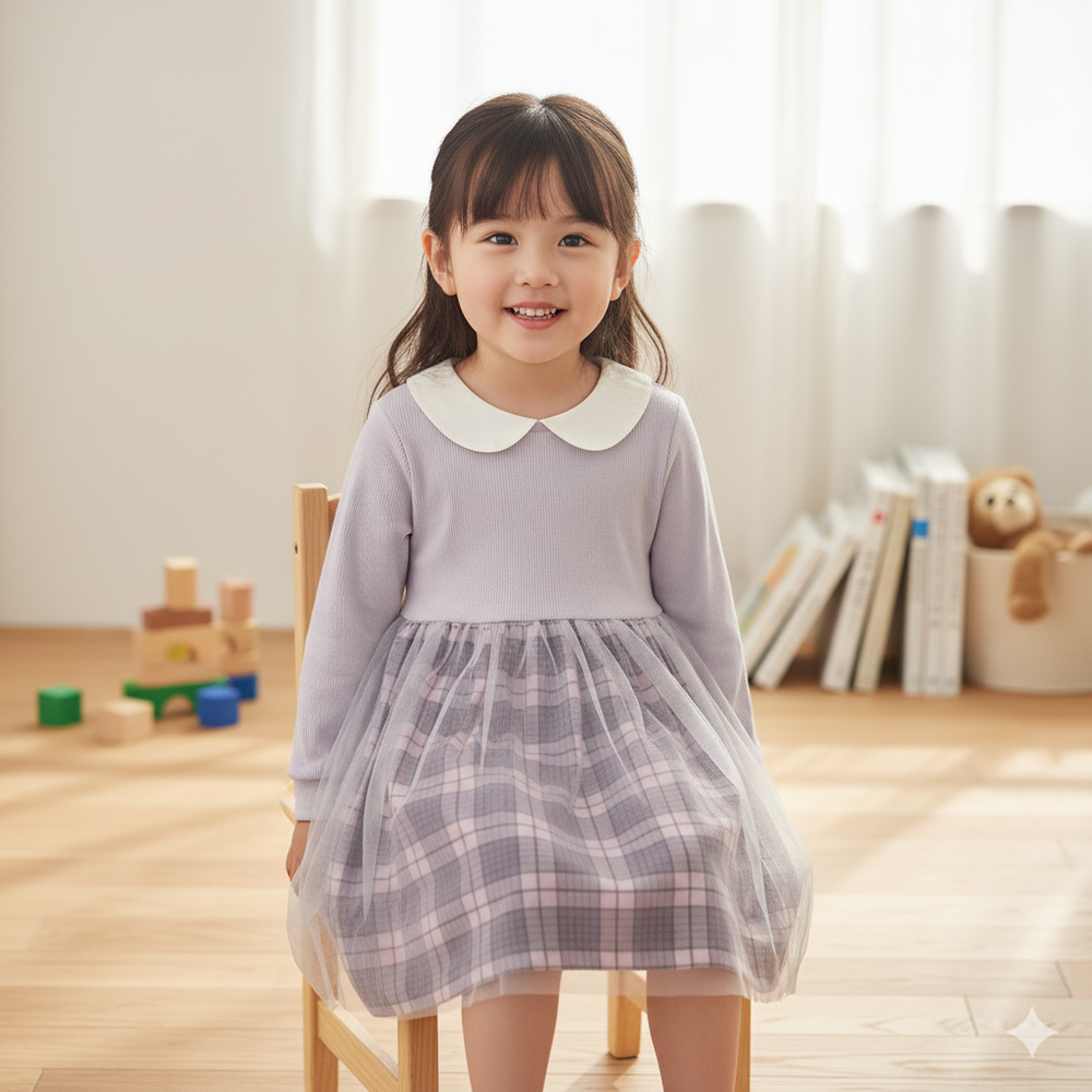 假兩件洋裝-紫色