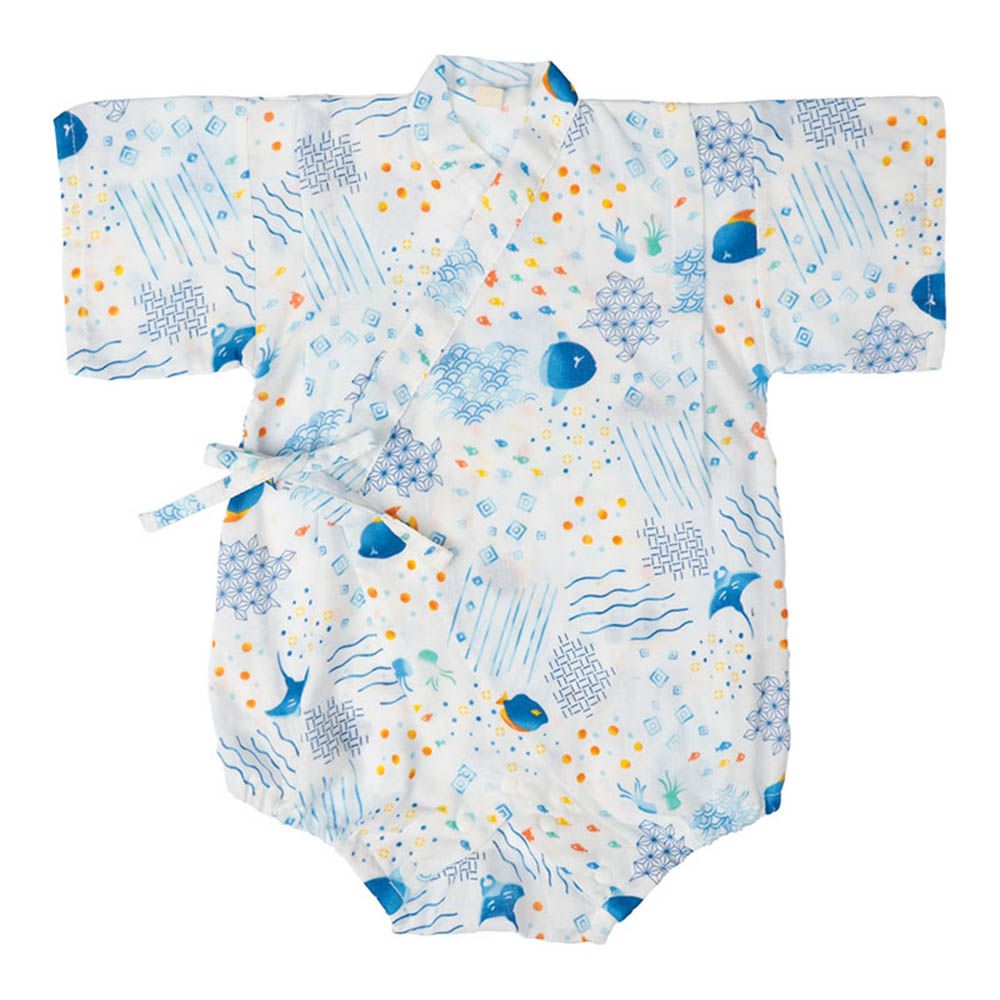 甚平包屁衣-海-米白色-日本製