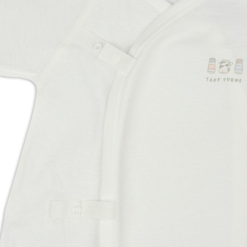 akachan honpo - 新生兒長袖內衣6件組-按扣 牛奶罐-米白色 (肚衣:50cm蝴蝶裝:50~60cm)