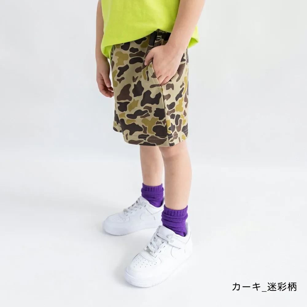 必收！純棉寬鬆舒適短褲-迷彩-軍綠