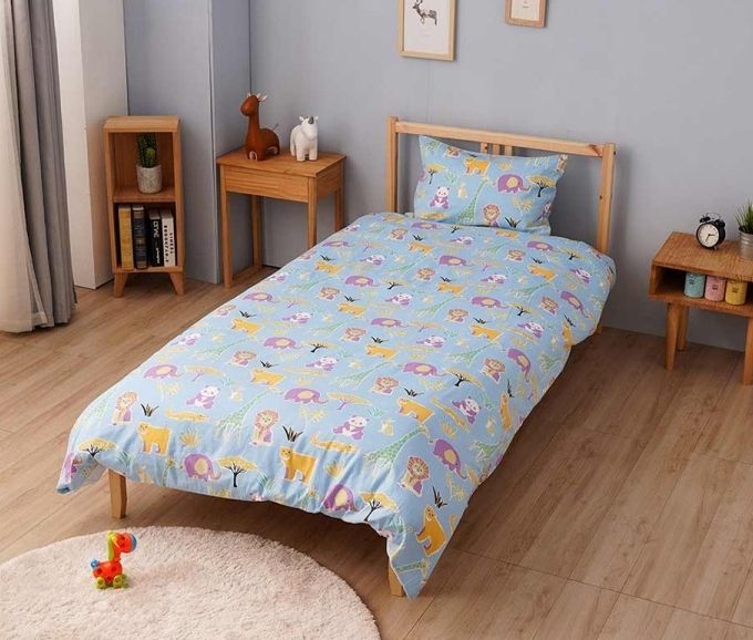 日本西村 Westy - 野生動物園-單人被套2件組-藍-單人款2件組-藍 (135 x 185 cm, 45 x 75 cm)-單人被套x1 + 枕頭套x1