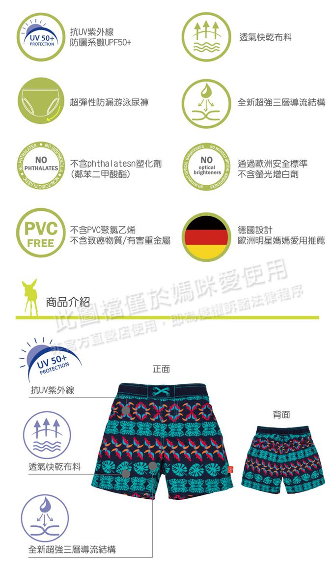 德國 Lassig - 嬰幼兒抗UV海灘尿布褲-小風船