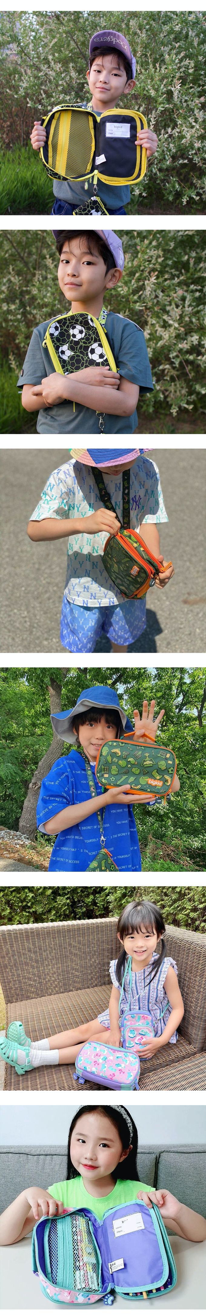 韓國 bigkid - 手提雙拉鍊大開口鉛筆盒-足球 (21.5*13*6cm)