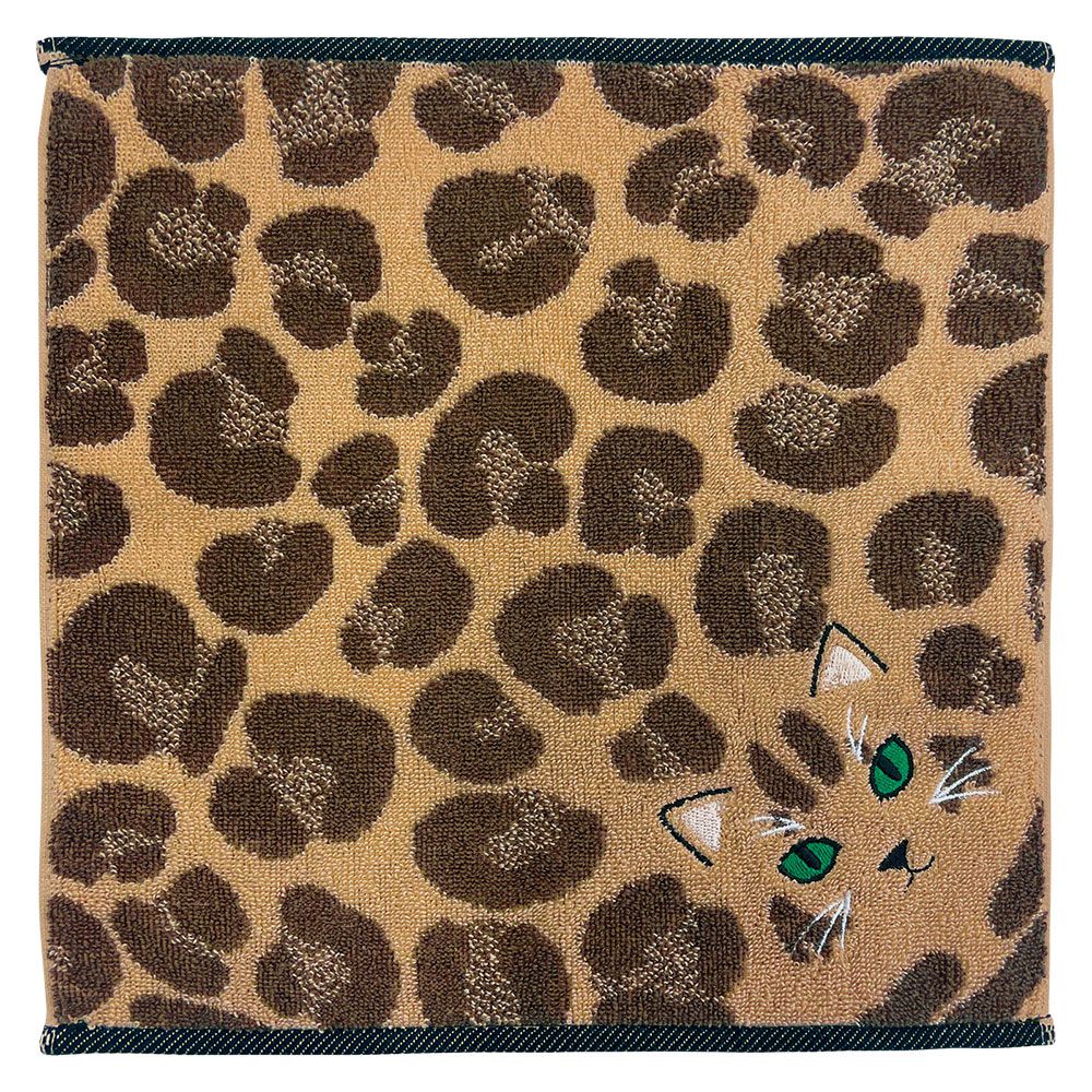 100%棉 日本製今治方巾/手帕-虎斑貓-棕 (25×25cm)