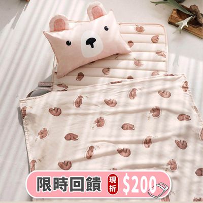 韓國 Hiyokobaby - 舒柔莫代爾Air mesh透涼兒童睡袋三件組-可愛棕熊