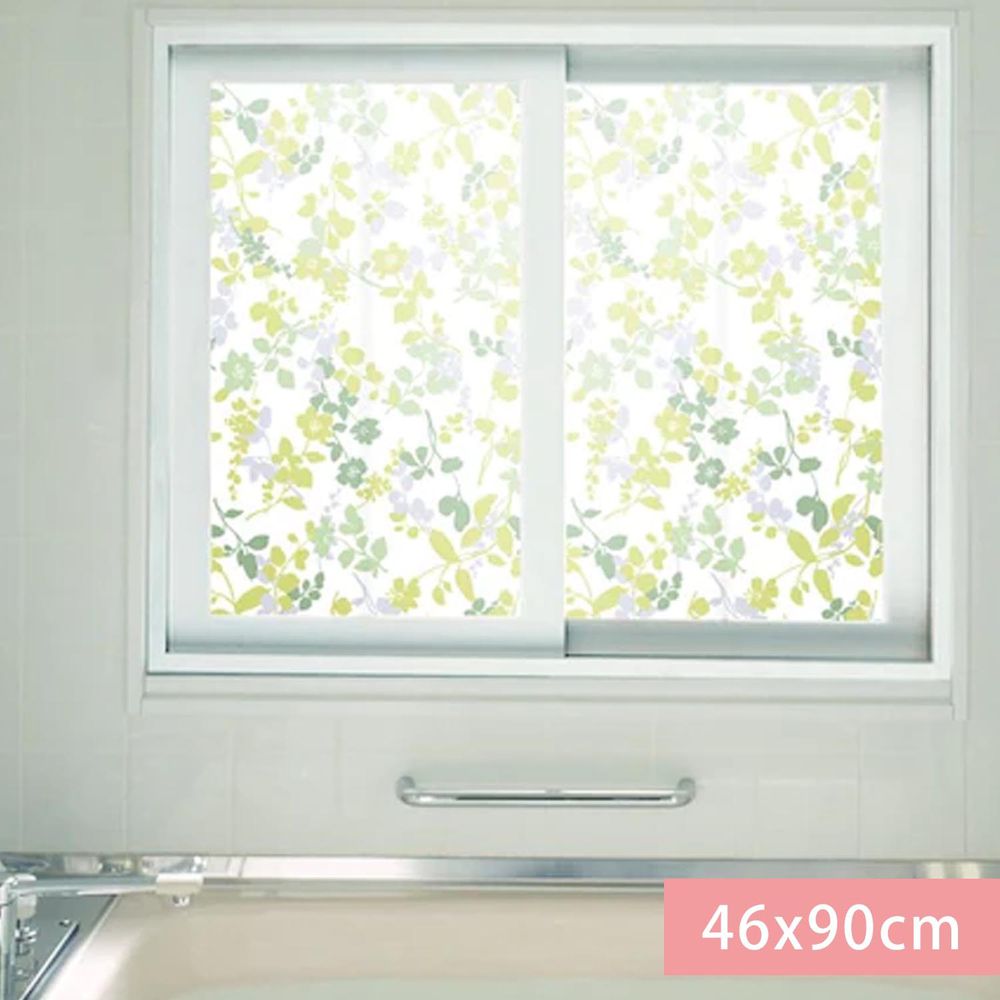 日本千趣會 - 日本製 99%抗UV光影窗貼(靜電式) 雙面防黴-綠色樹葉 (46x90cm)