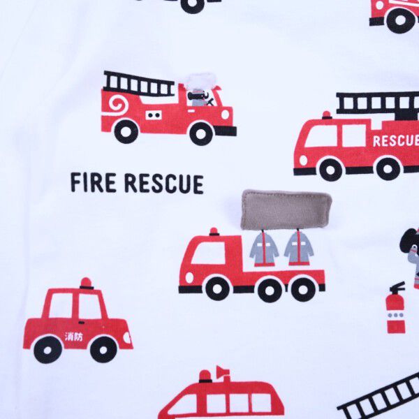 日本 Baby Room - 立體翻翻樂長袖上衣-消防車出動-黃