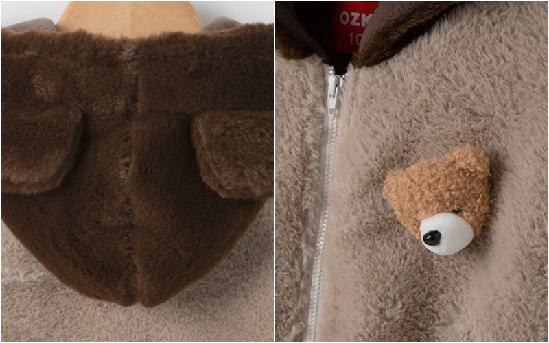 韓國 OZKIZ - 細緻絨毛棕熊外套