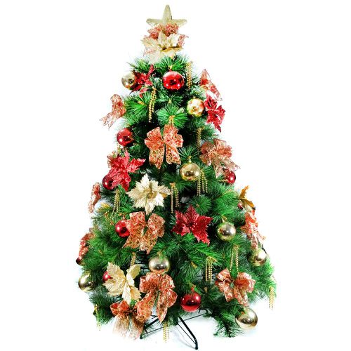 台灣製8尺(240cm)特級綠松針葉聖誕樹+高級聖誕花蝴蝶結系配件豪華組(不含燈)飯店級