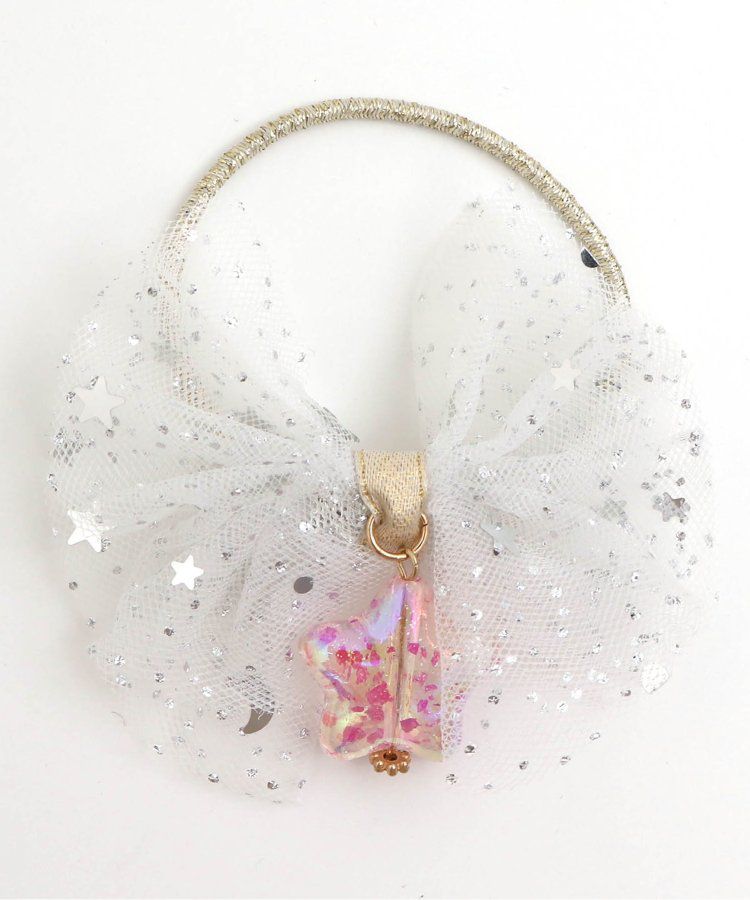 日本 apres les cours - 閃耀星星薄紗蝴蝶結髮圈-白 (F)