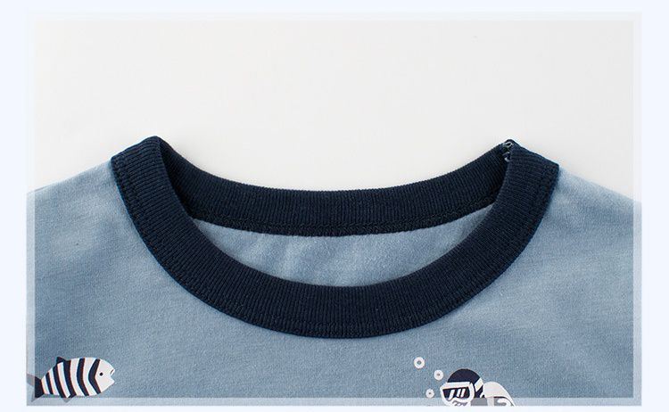 純棉短T-鯊魚家族-霧藍色