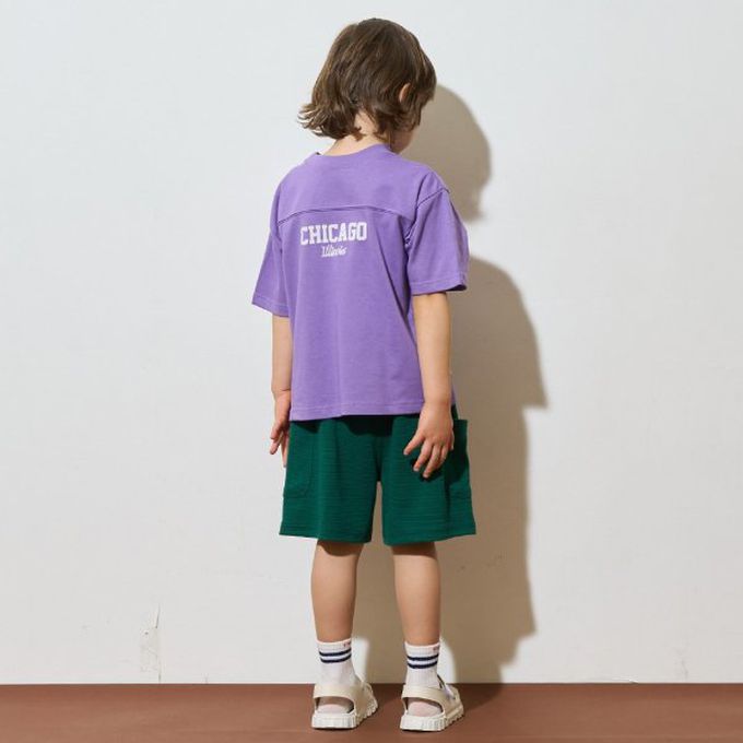 日本 b-ROOM - 正反都OK 落肩休閒T恤-字母C-紫