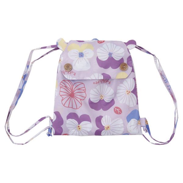 日本 kukka hippo - 兒童雨衣(附收納袋)-三色堇