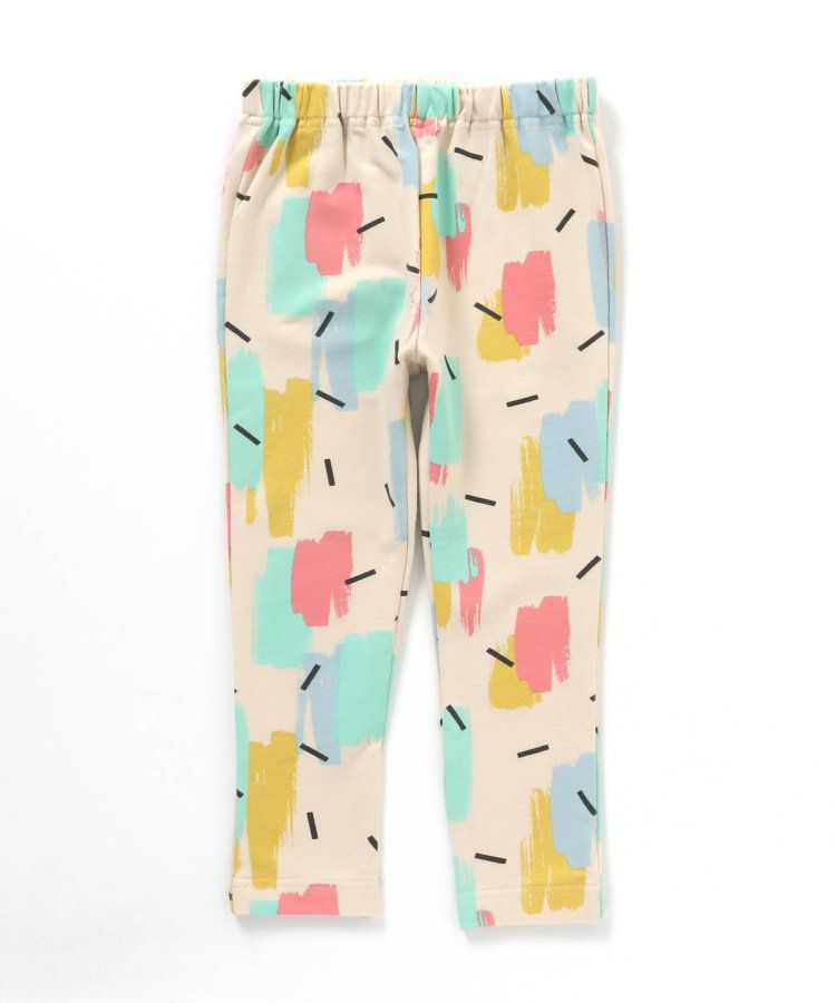 日本 BREEZE - 休閒百搭鬆緊長褲(9分丈)-碎花-淺鵝黃