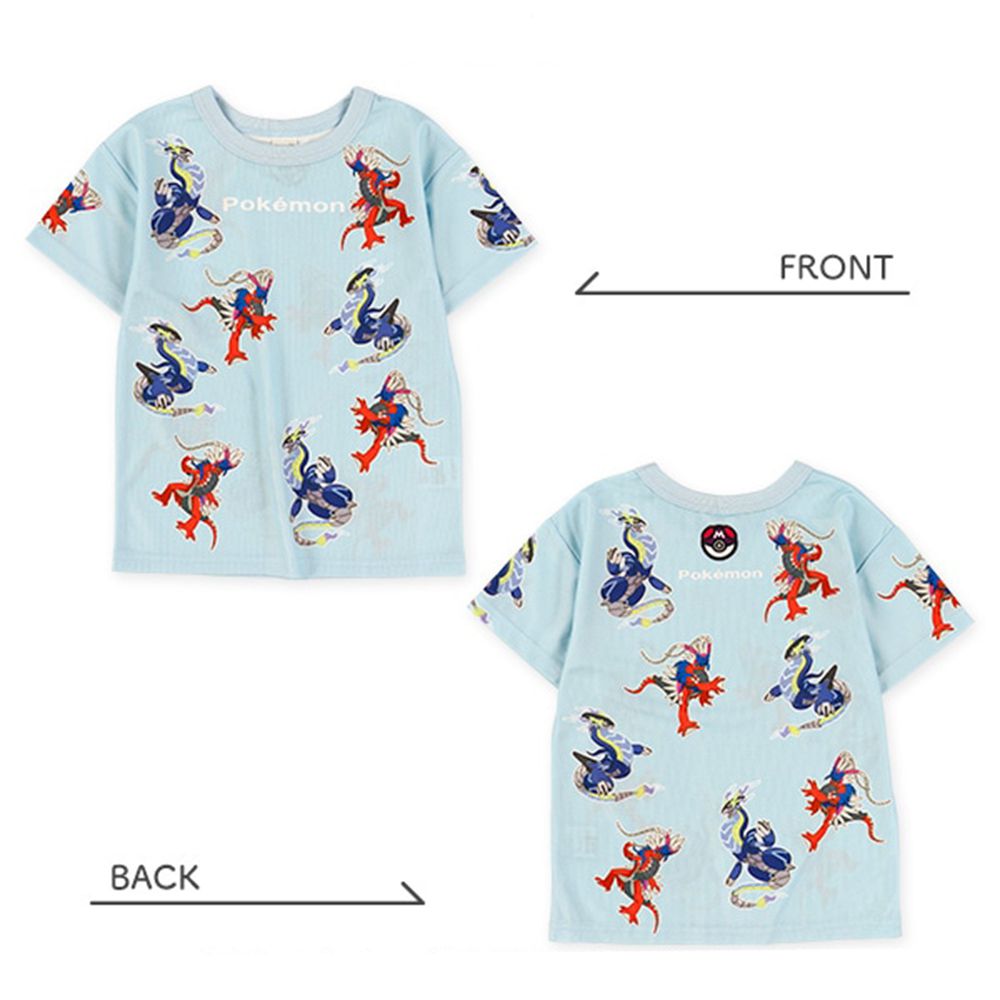 人氣角色滿版印花短袖上衣-卡通人物寶可夢-水藍
