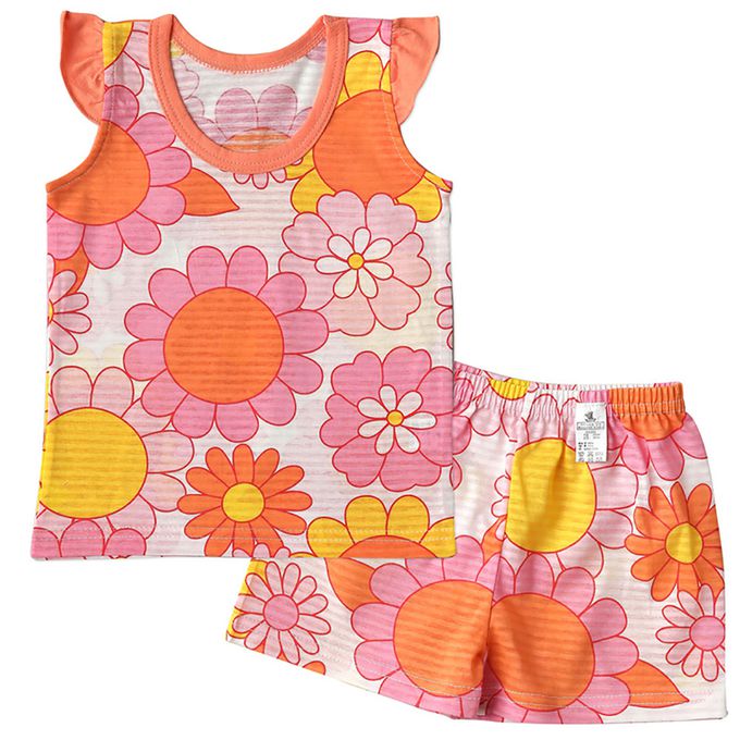 正韓 Puco - 超優質嬰幼兒/兒童無袖100% 有機棉家居服/睡衣-花花世界