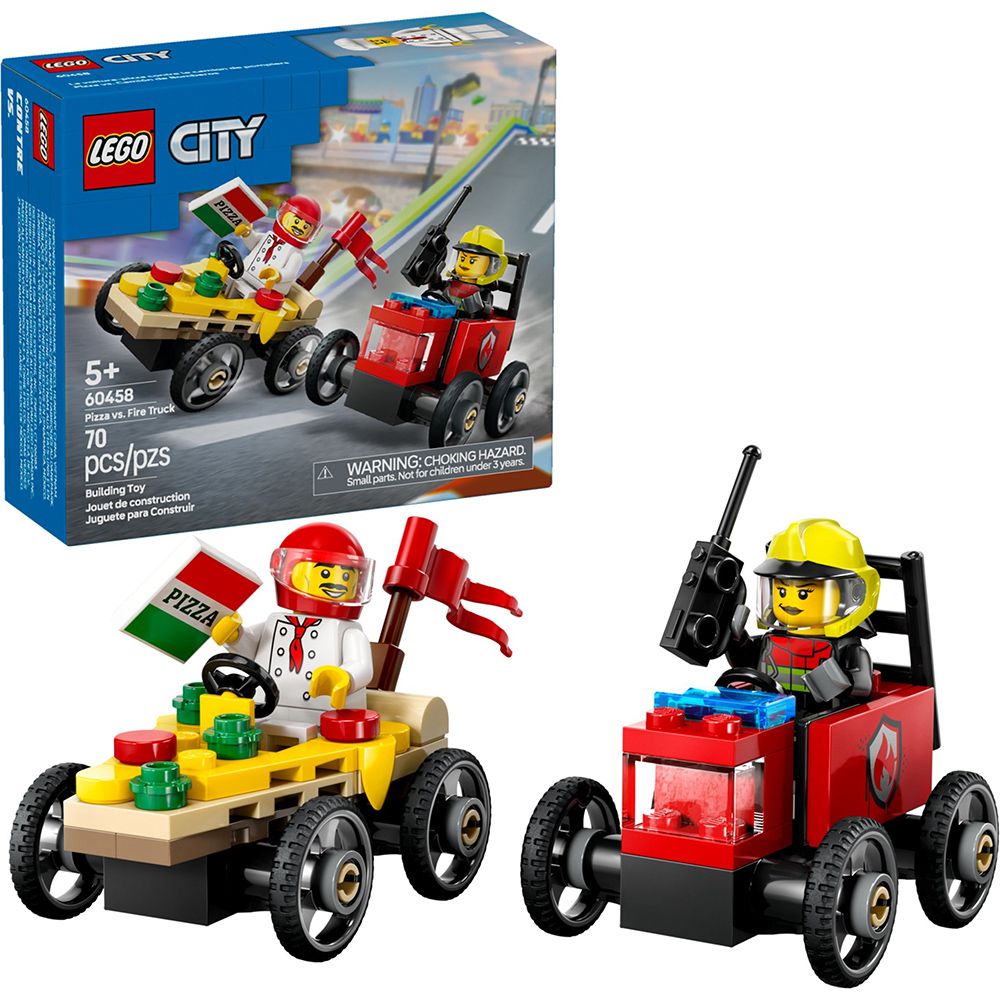 LEGO 60458 City 城市系列 - 披薩vs.消防車賽車套裝