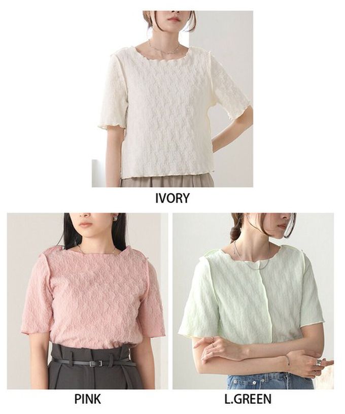 日本 Bab - 前後穿清爽皺褶短袖上衣-粉紅