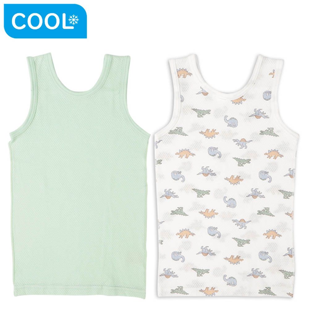 網眼坦克背心2件組-恐龍-綠色